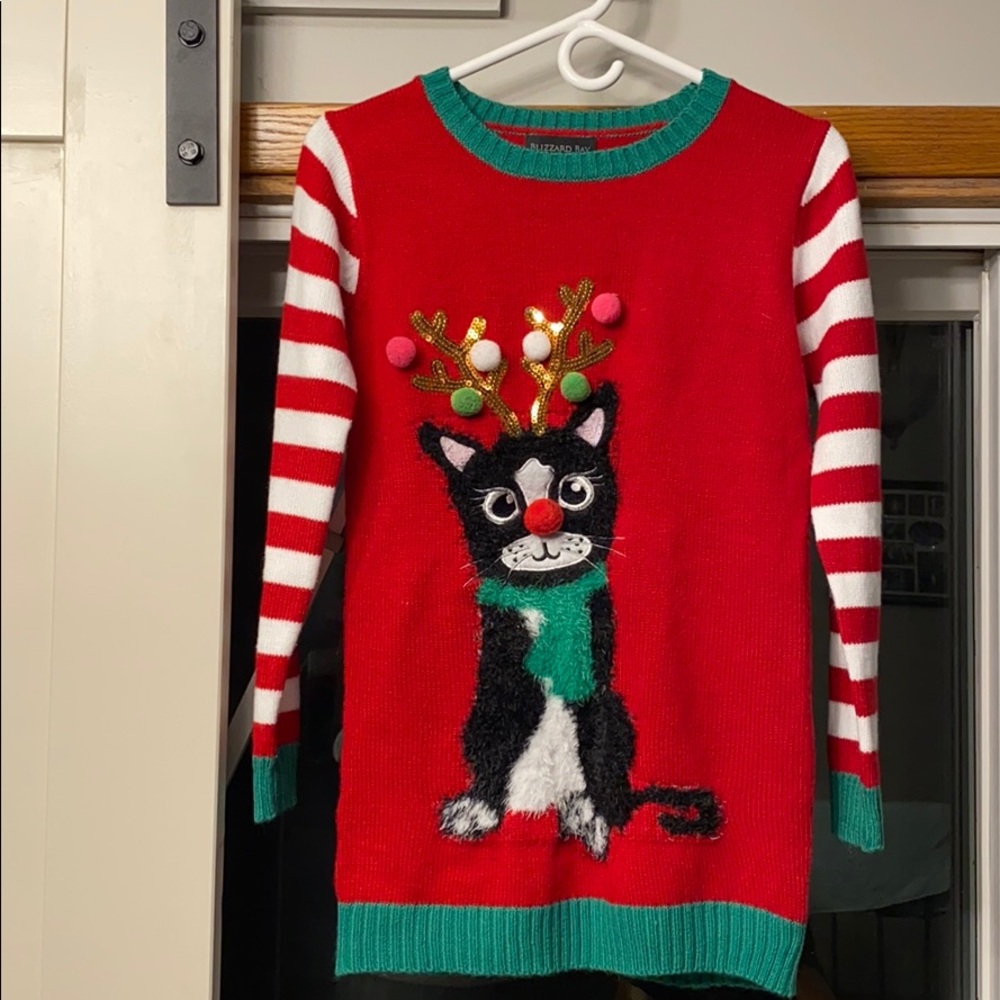 Rudolph Nose Cat Christmas Sweater
